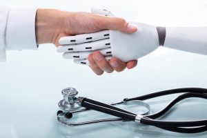 Doctor And Robot Shaking Hands