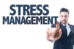 A sign that says Stress Management