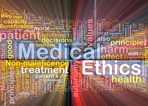 Background concept wordcloud of medical ethics glowing light