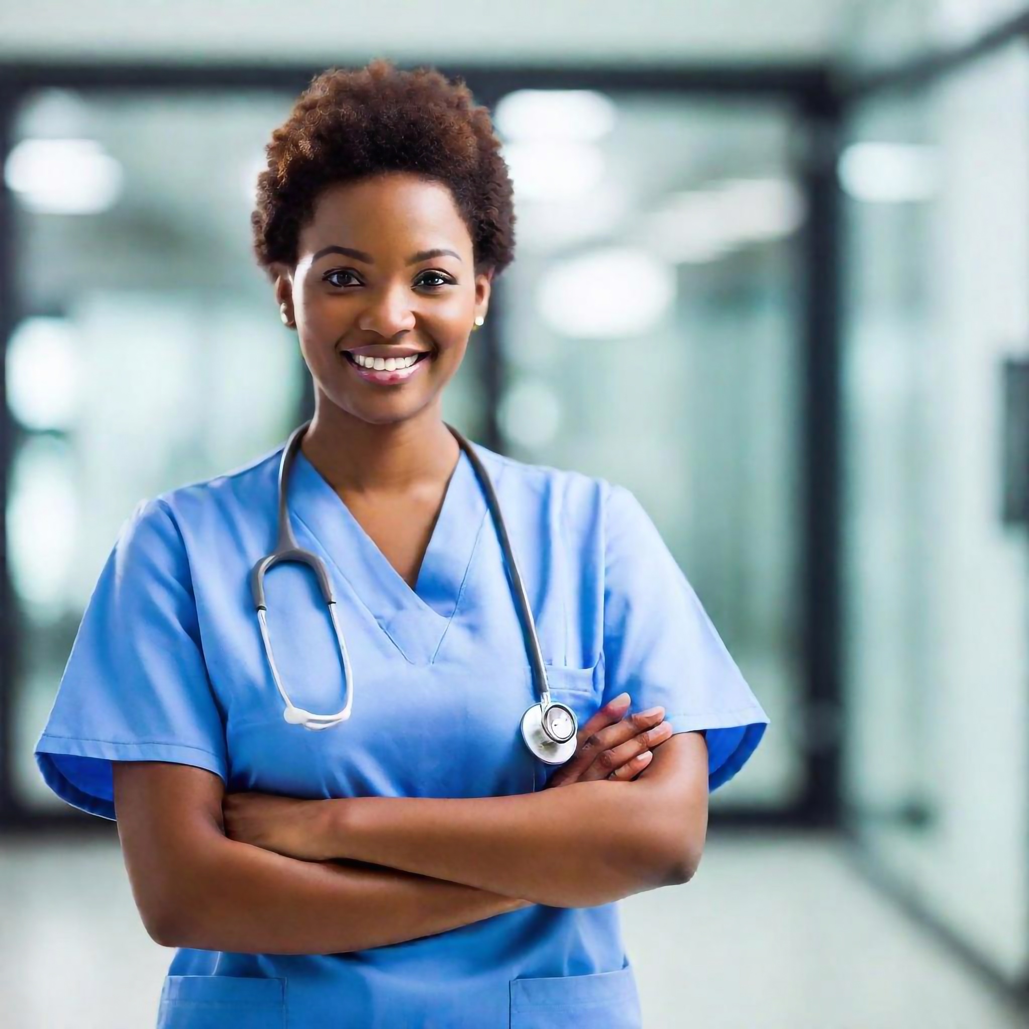 A nurse standing in a hospital 