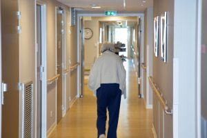 An elderly patient at a hospice respite center. 