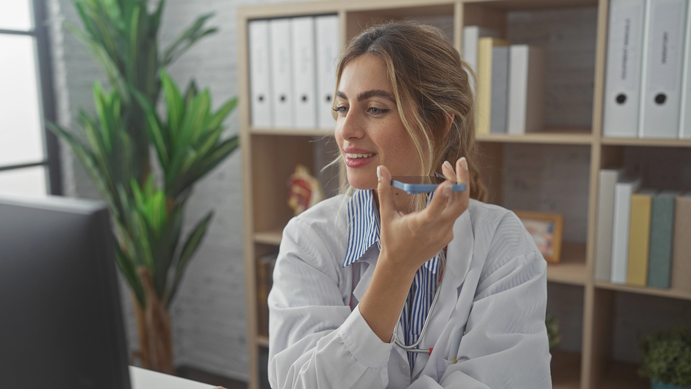 Nurse using a voice recorder