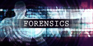 A large banner that says Forensics on it.