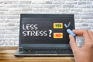 A labtop computer that says Less Stress? With a yes box checkmarked. 