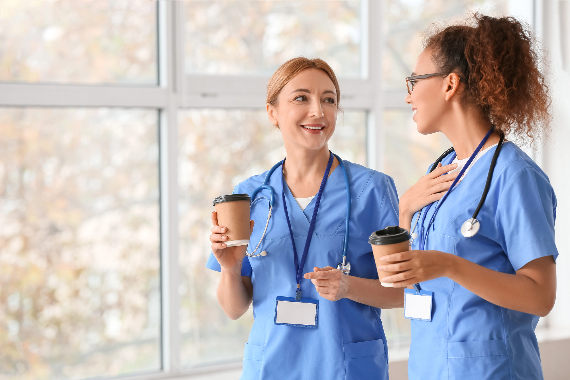 Nursing sharing coffee