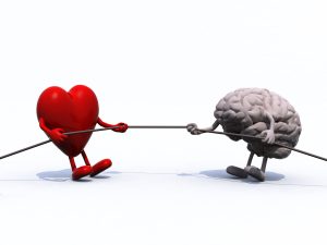 brain and heart playing tug a war