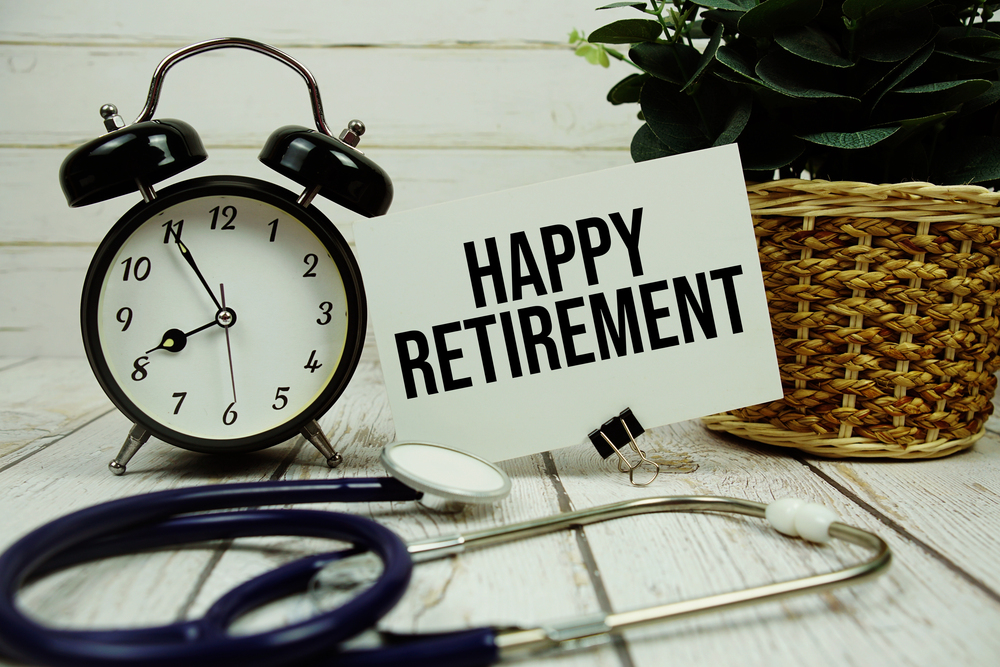Sign that reads happy retirement