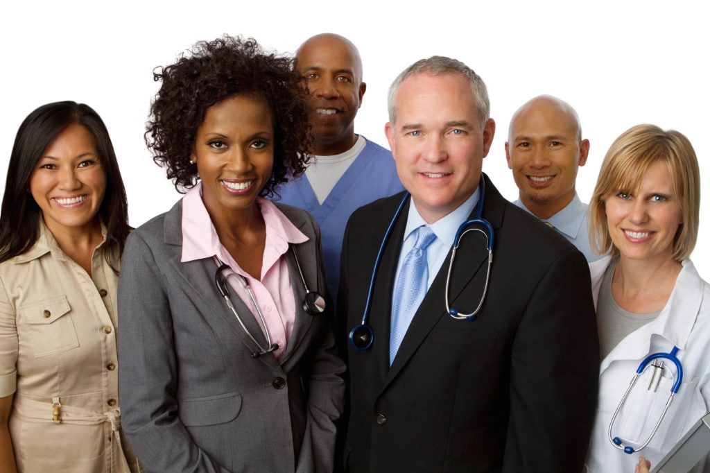 Diverse team of health care professionals